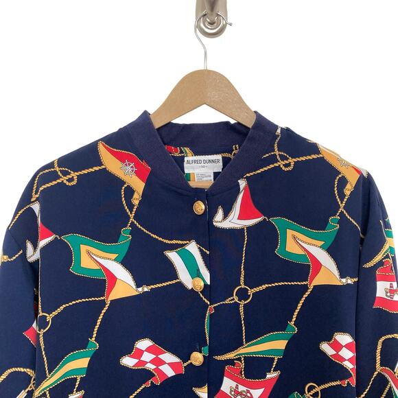 Vintage Alfred Dunner Navy Nautical Flag Jacket - Picture 2 of 4